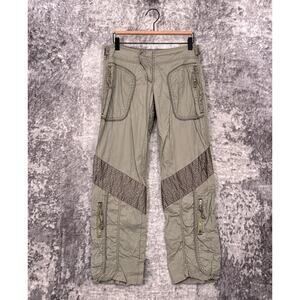 Vintage Abercrombie & Fitch Pants 0 Womens Y2K Green Parachute Cargo Low Rise